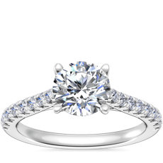 Modern Trellis Diamond Engagement Ring in 18k White Gold